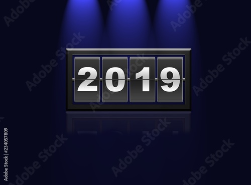 2019 new year on calendar.