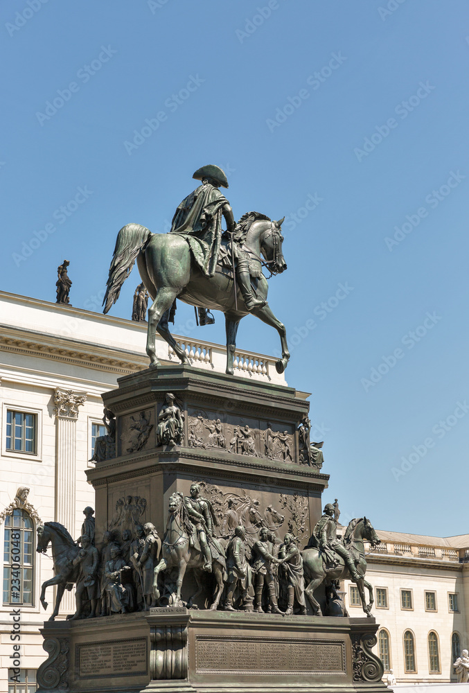 Equestrian statue of Frederick the Great in Berlin, Germany.