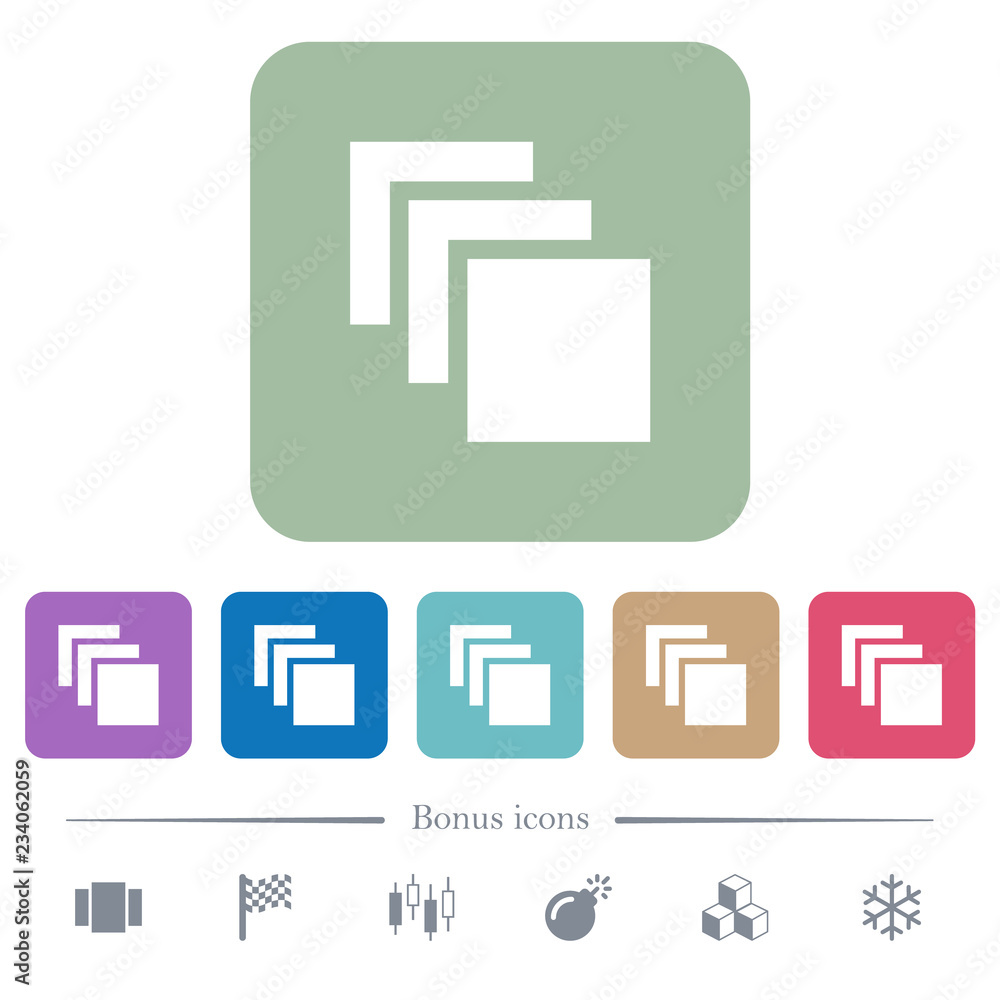Multiple canvases flat icons on color rounded square backgrounds Multiple canvases flat icons on color rounded square backgrounds