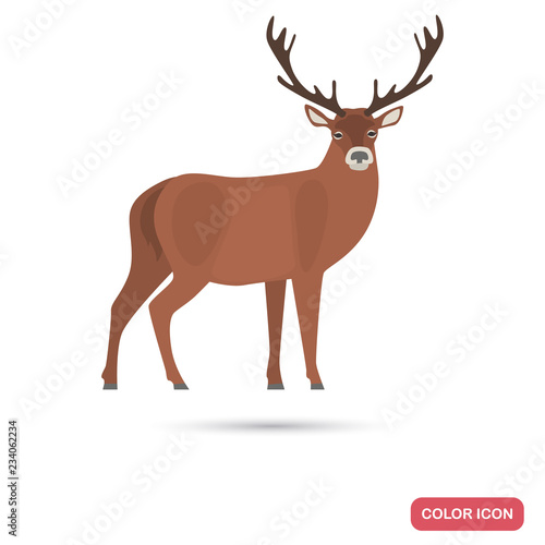 Deer color flat icon for web and mobile design