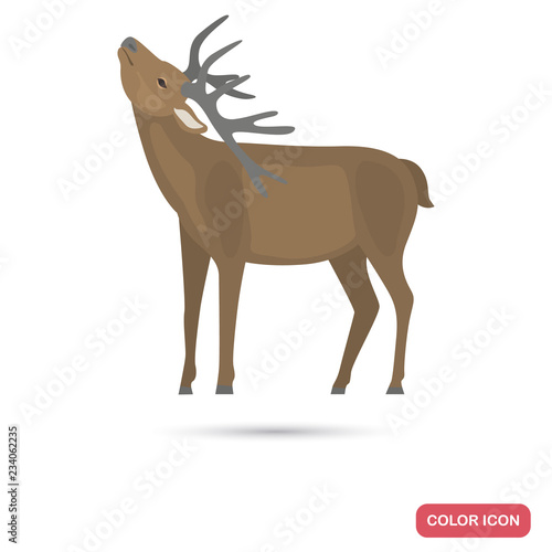 Deer color flat icon for web and mobile design