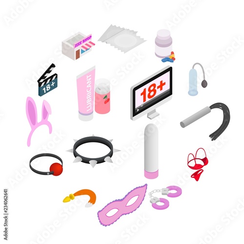 Sex icons, isometric 3d style isolated on white