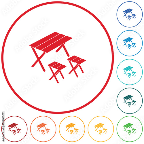 Camping table and stool icon