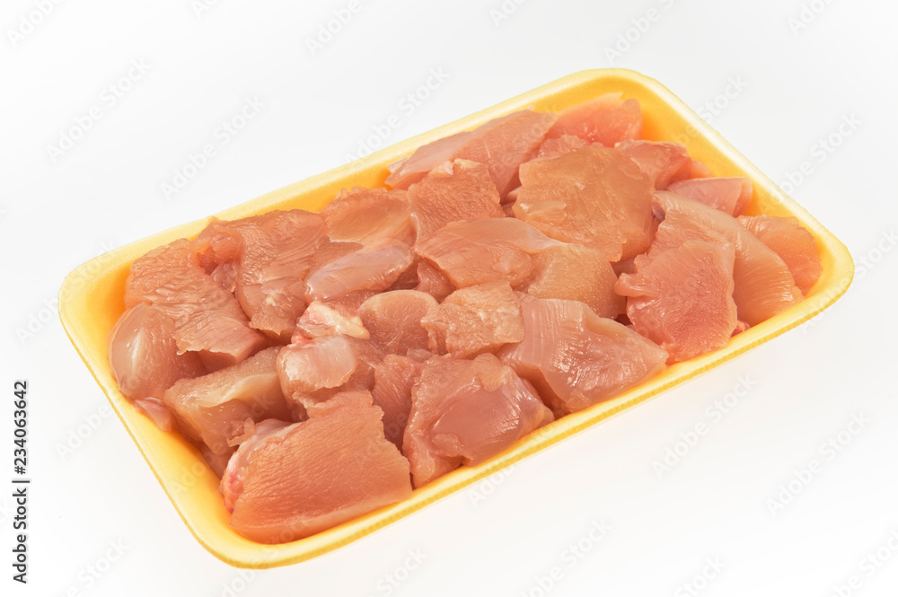 Fresh chicken skewers in package Fresh chicken skewers in package