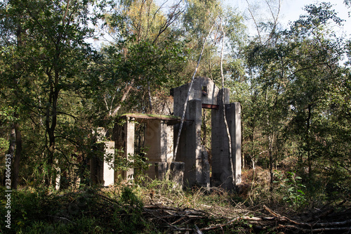 Ruins of gravel washing factory, Maasduinen National Park, Limburg, Netherlands