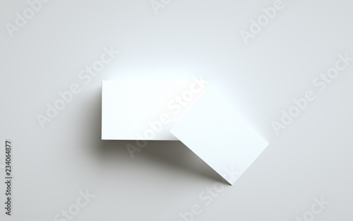 Business Card Mock-Up (US 3.5 x 2) - One Stack of Cards & a Card. 3D Illustration photo