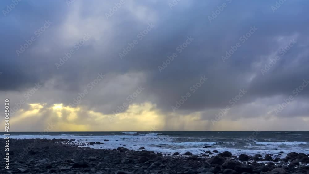Rainy clouds coming from the sea during sunset. Timelapse video. Rainy clouds coming from the sea during sunset. Timelapse video.
