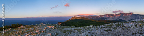 Sunrise over mountain ridge of the Austrian Rax Alps