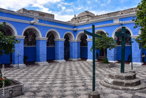 Arequipa, Peru - October 7, 2018: Interior courtyards of the Monastery of Santa Catalina de Siena, a UNESCO world heritage site photo