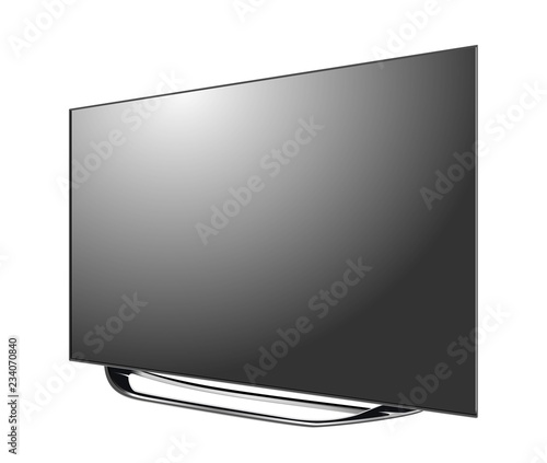 Black LED tv screen blank isolated on white background