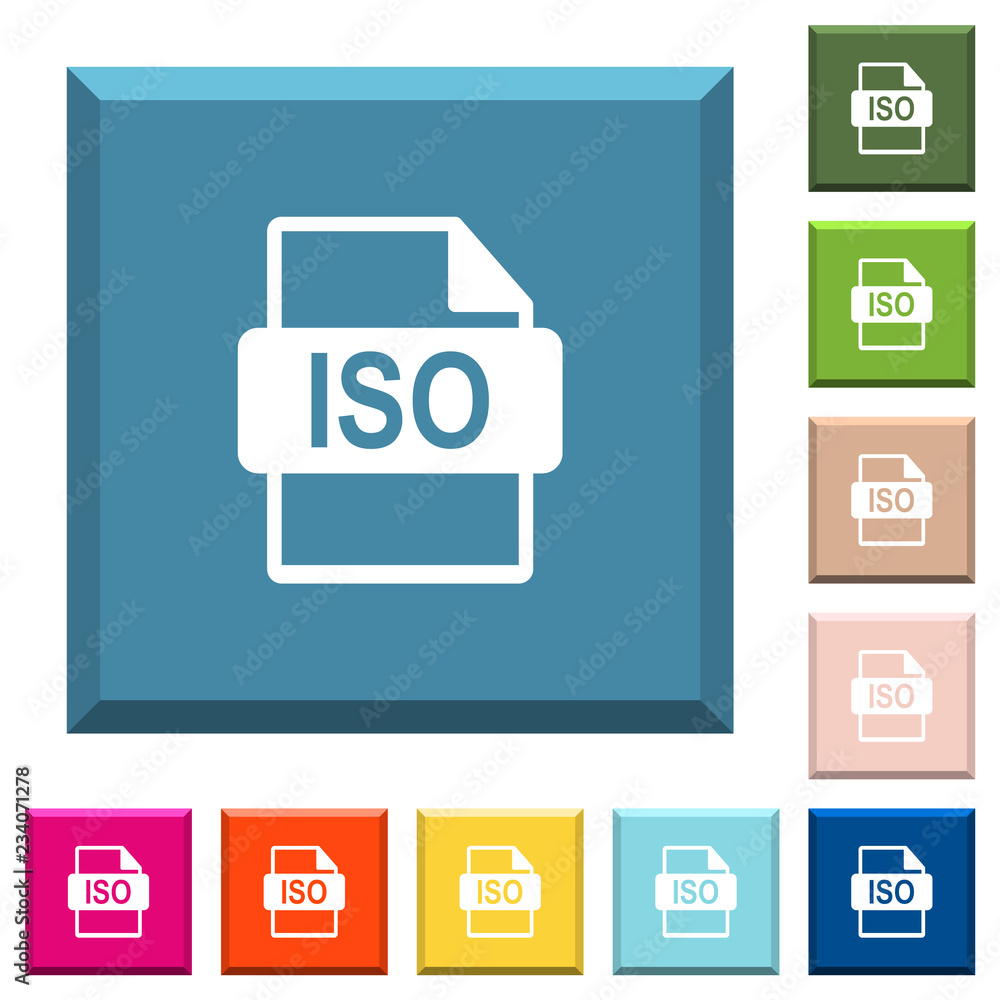 ISO file format white icons on edged square buttons