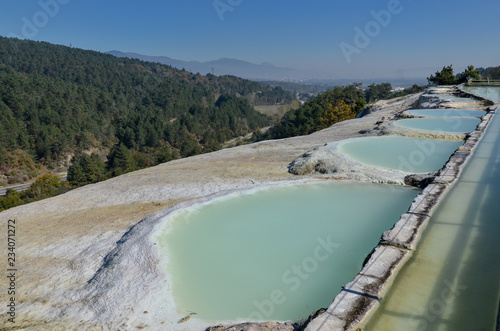 Bild auf Leinwand travertine pools formed by mineral springs  Akkaya Travertenleri, Bolu Province,