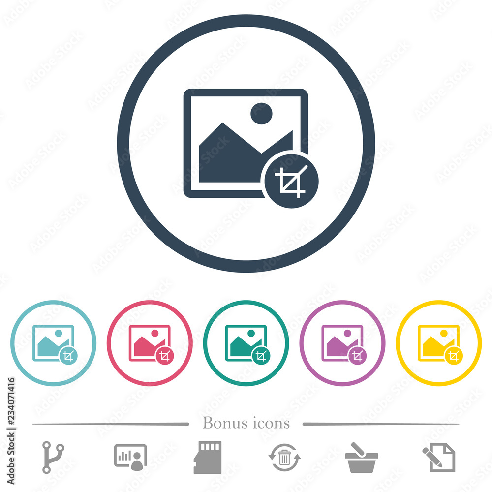 Crop image flat color icons in round outlines Crop image flat color icons in round outlines