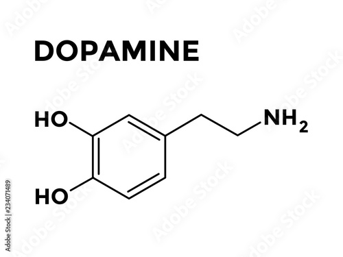 Dopamine structural chemical formula vector