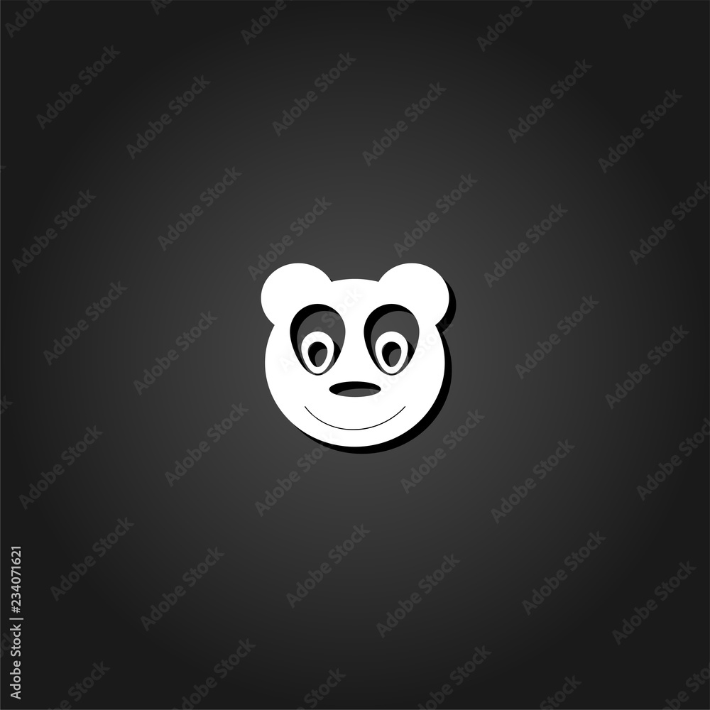 Fototapeta premium Head of toy bear icon flat. Simple White pictogram on black background with shadow. Vector illustration symbol