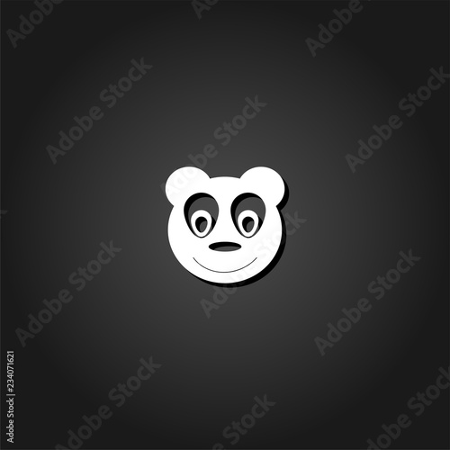 Head of toy bear icon flat. Simple White pictogram on black background with shadow. Vector illustration symbol © Liuart