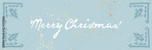 Christmas trendy universal scandinavian background witn hand drawn floral folk motif and archival painting texture
