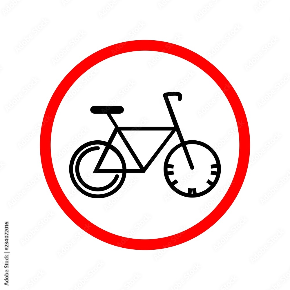 Road sign. Bicycle in the red circle Road sign. Bicycle in the red circle