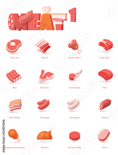 Vector meat icon set