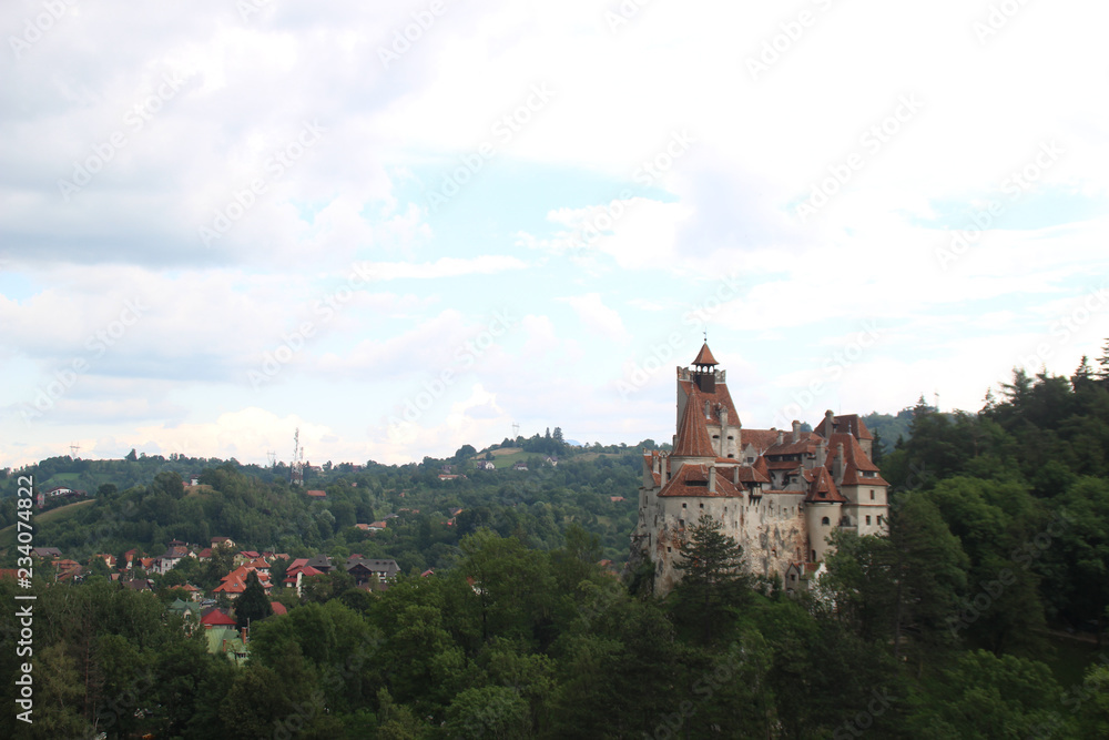 Castle Bran and details of castle. Dracula Castle. Transylvania. Southern Carpathians.
