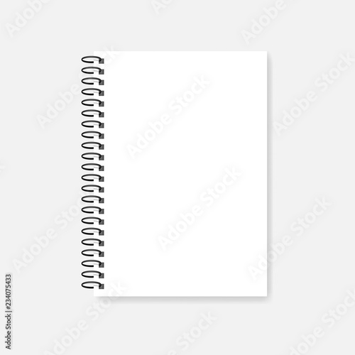 Wire spiral A4 diary blank cover - ring bound notebook, vector mock-up