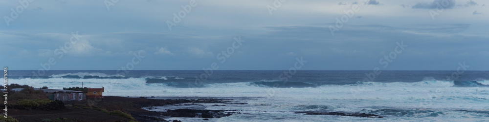 Panorama of big waves.