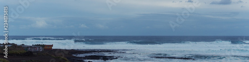 Panorama of big waves.