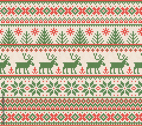Ugly sweater Merry Christmas Happy New Year seamless pattern frame.