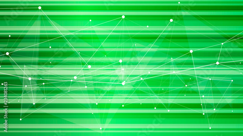 eco conceptual background - green bokeh and white structure in the form of waves from points connected by lines & triangles / illustration for eco friendly design & modern innovations / vector - eps10