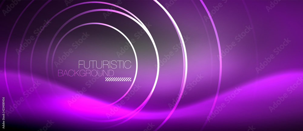 Neon circles abstract background, shiny lines Neon circles abstract background, shiny lines