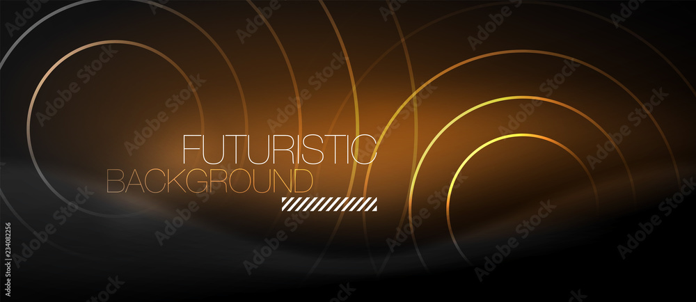 Dark abstract background with glowing neon circles