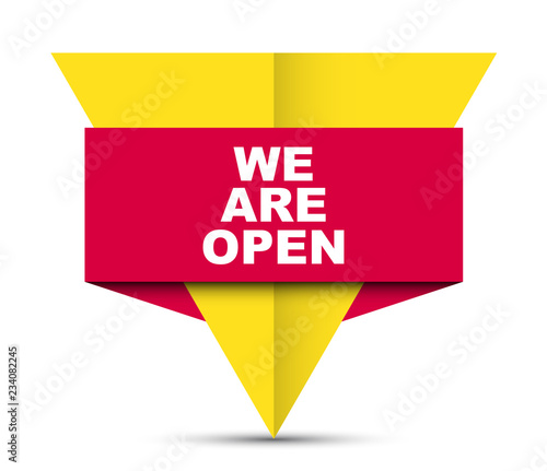 red vector banner we are open