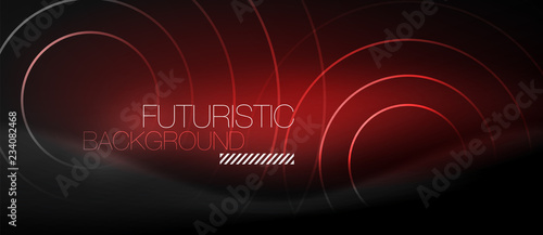 Dark abstract background with glowing neon circles