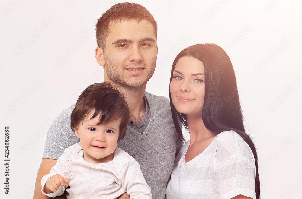 happy smiling family isolated over white happy smiling family isolated over white