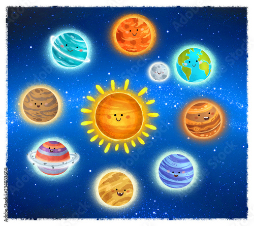 Fototapeta Naklejka Na Ścianę i Meble -  planetas del sistema solar para niños