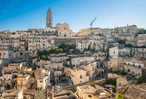 Panoramic beautiful view of Sassi or stones of Matera, European capital of culture 2019, Basilicata, Italy