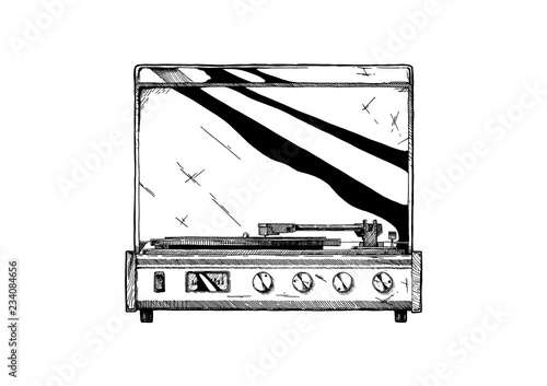 illustration of Vintage turntable