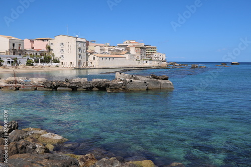 Coast of Ortigia Island of Syracuse, Sicily Italy 