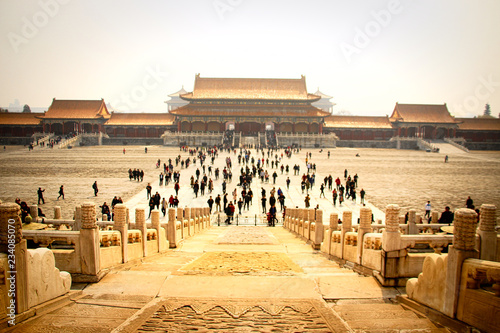 Part of The Forbidden City in Beijing, China. The Forbidden City was declared a World Heritage Site in 1987 and is listed by UNESCO. Beijing, China, 03,18,2018
