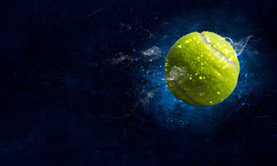 Tennis ball in fire