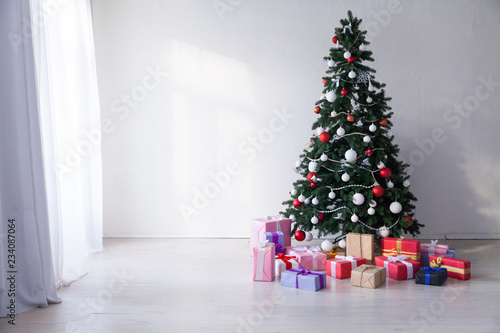 Christmas background Interior new year tree gifts winter postcard © dmitriisimakov