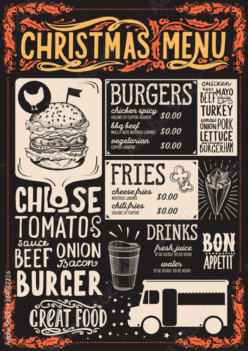 Christmas menu template for food truck.
