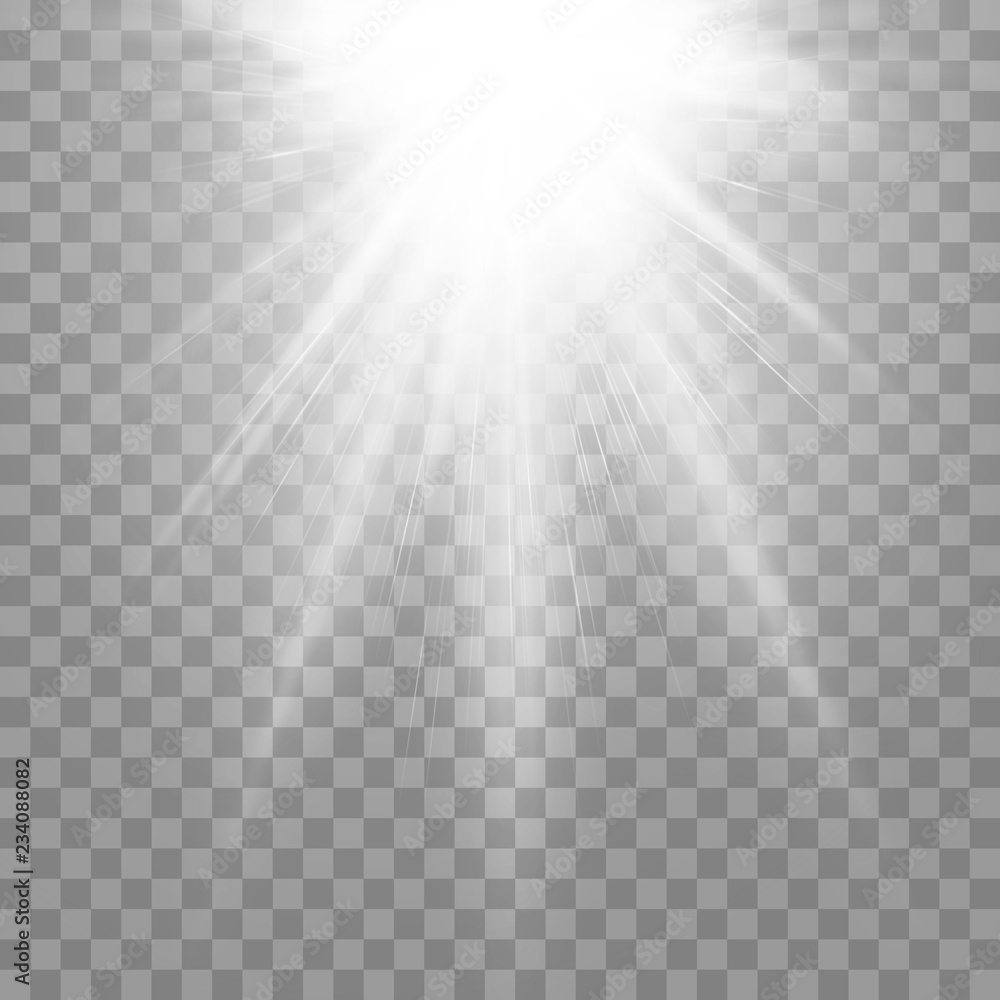 Vector spotlight. Light effect. Vector illustration on a transparent isolated background. - obrazy, fototapety, plakaty 