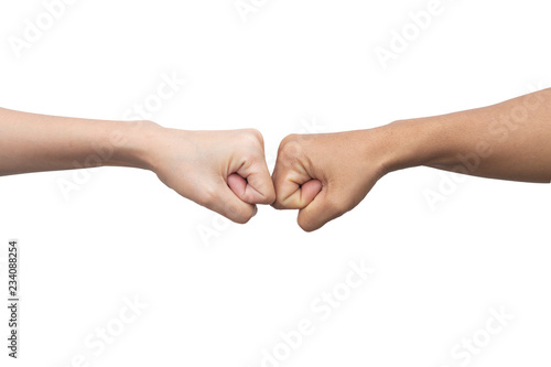 Fist hands isolated on white background.