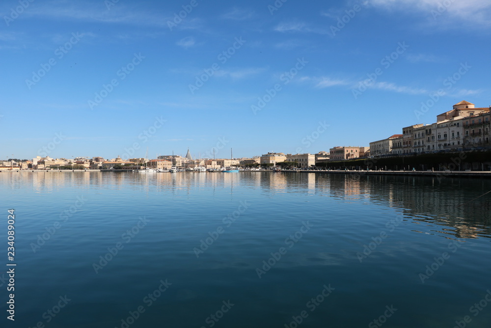 Waterfront Foro Vittorio Emanuele II in Ortigia Syracuse, Sicily Italy 