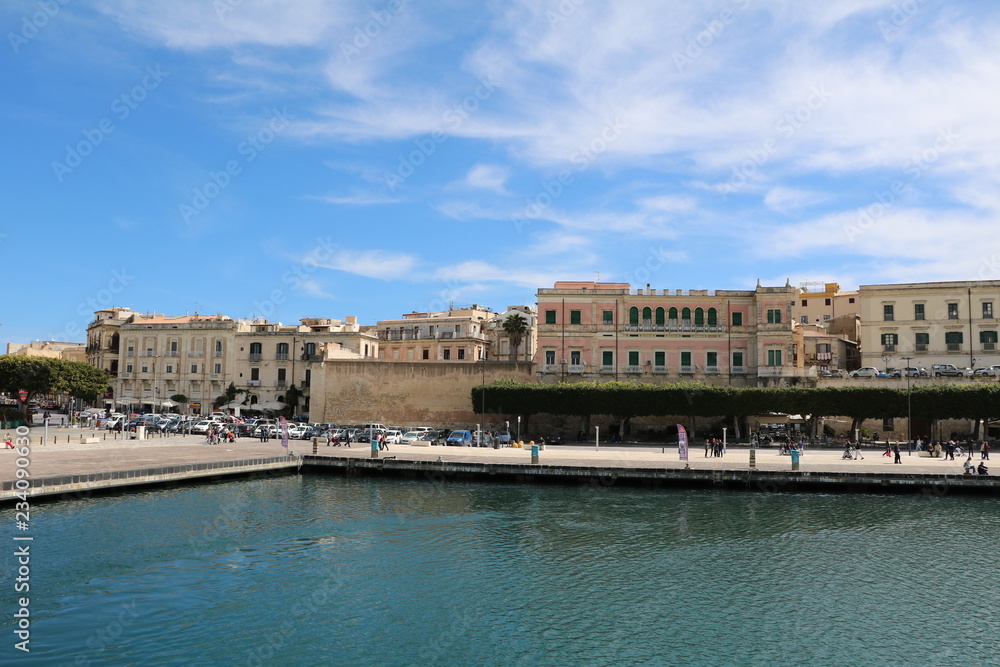 Port and Foro Vittorio Emanuele II in Ortigia Syracuse, Sicily Italy 