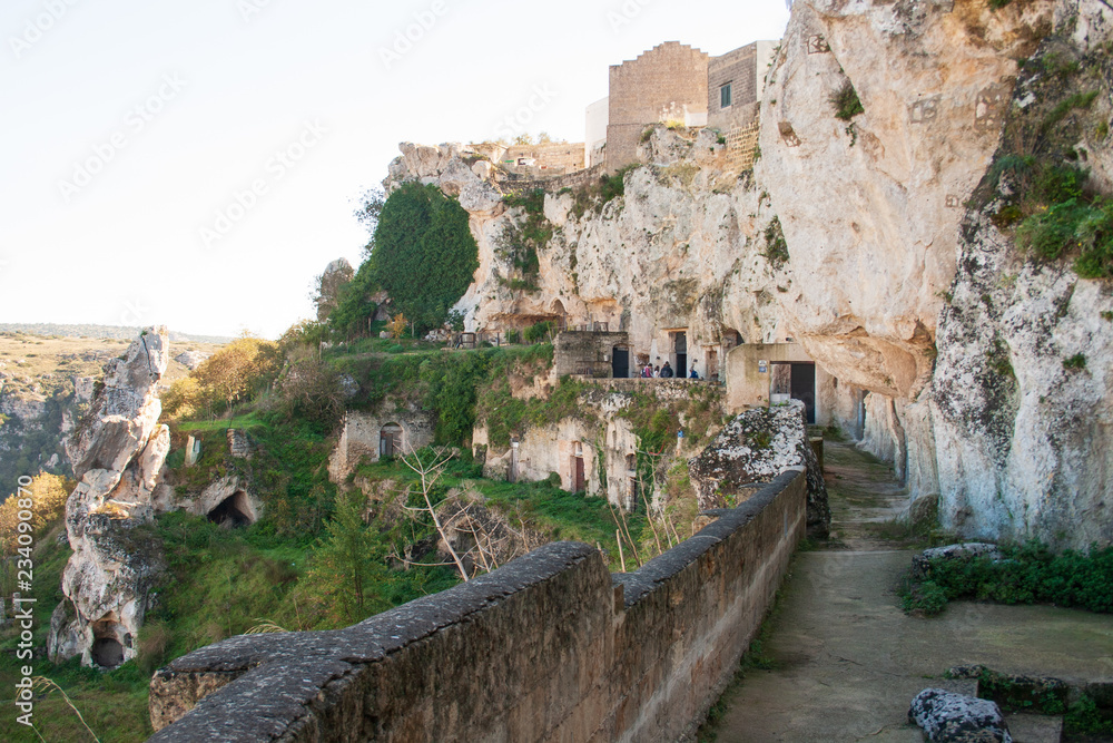 Caves at Sassi or stones of Matera European capital of culture 2019, Basilicata, Italy