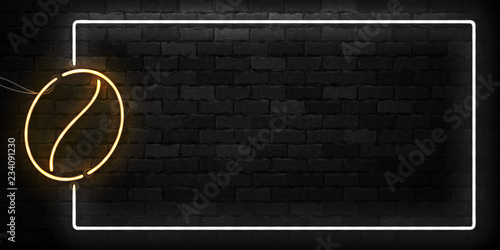 Vector realistic isolated neon sign of Coffee Bean frame logo for decoration and covering on the wall background. Concept of cafe and coffee shop.