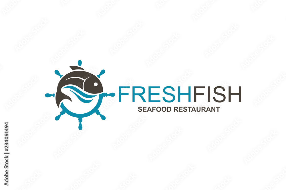 Fototapeta premium abstract fish icon for restaurant menu design isolated on white background