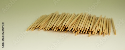 Wooden toothpicks closeup